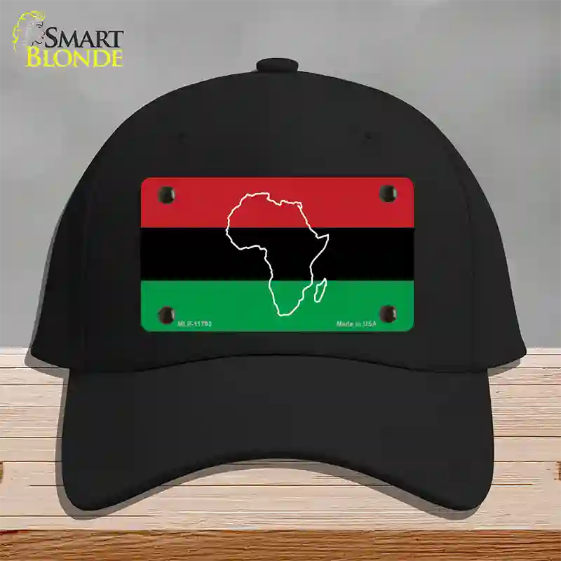 Africa Outline With Flag Novelty License Plate Hat Cotton / Black