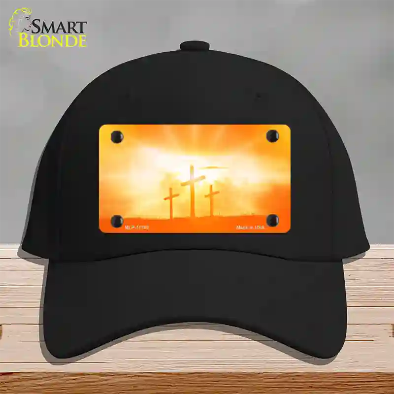Crosses in the Sun Orange Novelty License Plate Hat Cotton / Black
