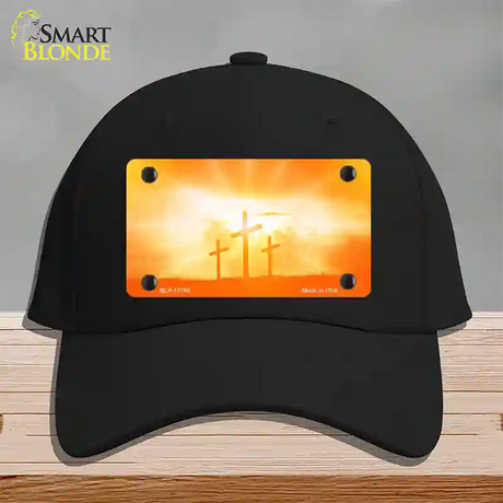 Crosses in the Sun Orange Novelty License Plate Hat Cotton / Black