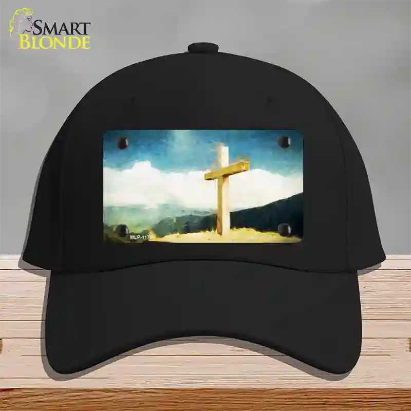 Lone Cross in the Sky Novelty License Plate Hat Cotton / Black