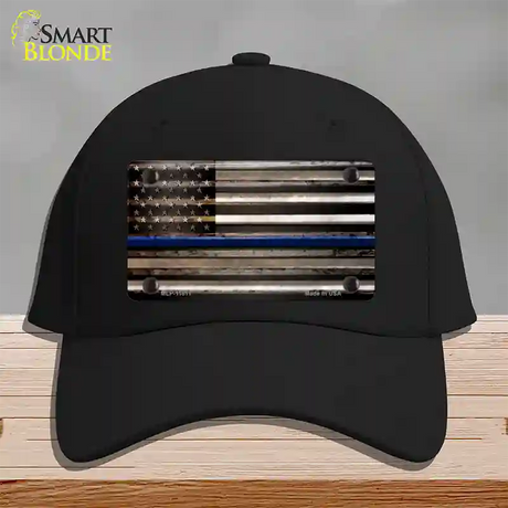 Thin Blue Line American Flag Novelty License Plate Hat Cotton / Black