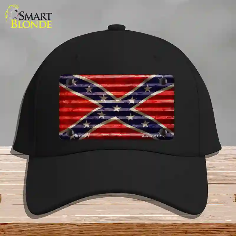 Confederate Flag Corrugated Novelty License Plate Hat Cotton / Black