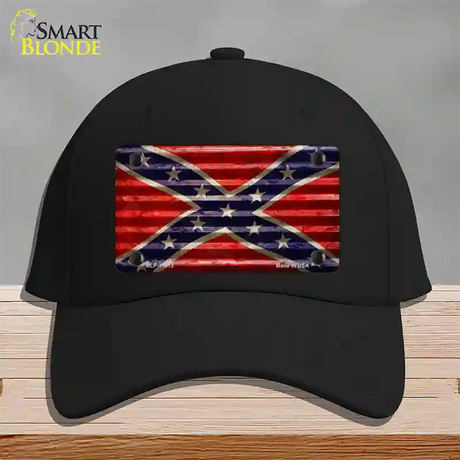 Confederate Flag Corrugated Novelty License Plate Hat Cotton / Black