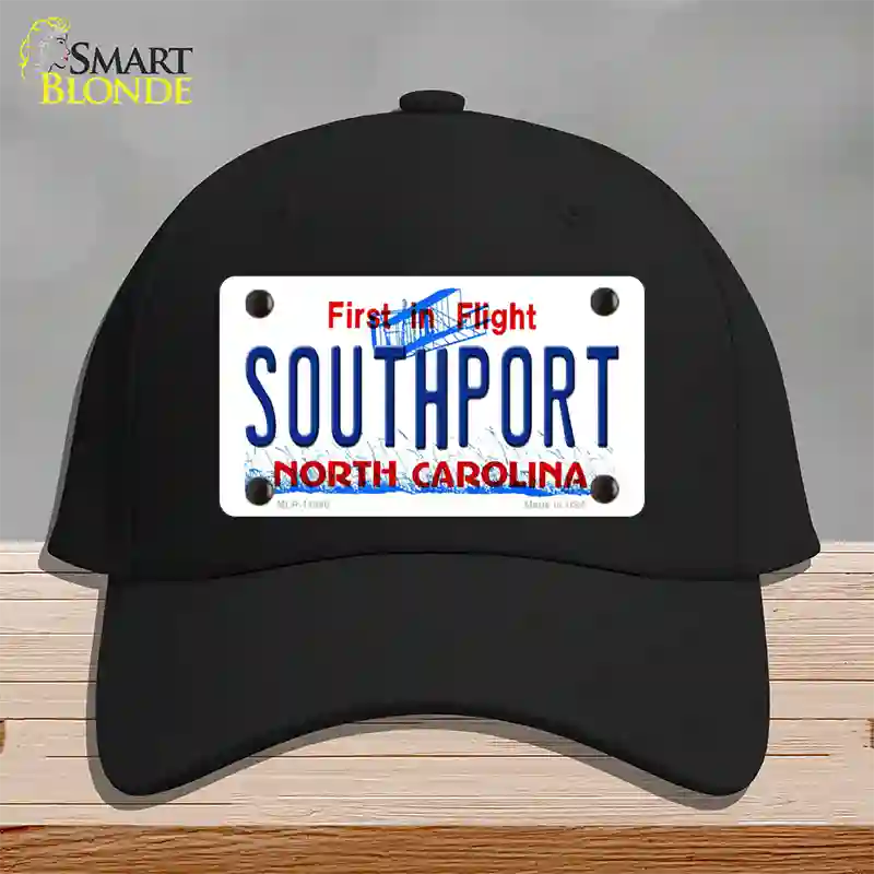 Southport North Carolina Novelty License Plate Hat Cotton / Black