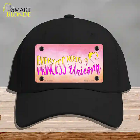 Princess and Unicorn Novelty License Plate Hat Cotton / Black