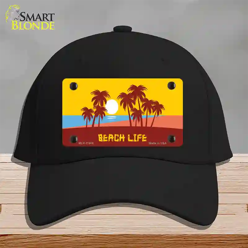 Beach Life Novelty License Plate Hat Cotton / Black