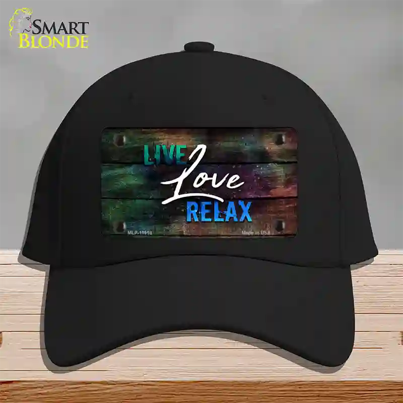 Live Love Relax Novelty License Plate Hat Cotton / Black