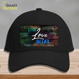 Live Love Relax Novelty License Plate Hat Cotton / Black