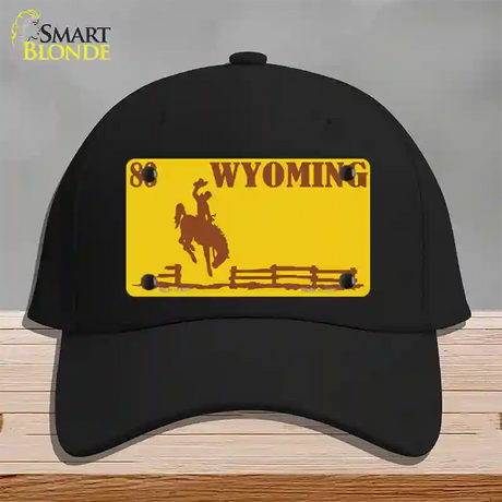 Wyoming Yellow Novelty License Plate Hat Cotton / Black