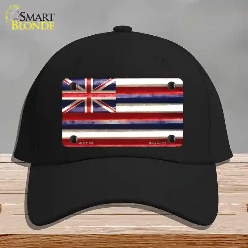 Hawaii Corrugated Flag Novelty License Plate Hat Cotton / Black