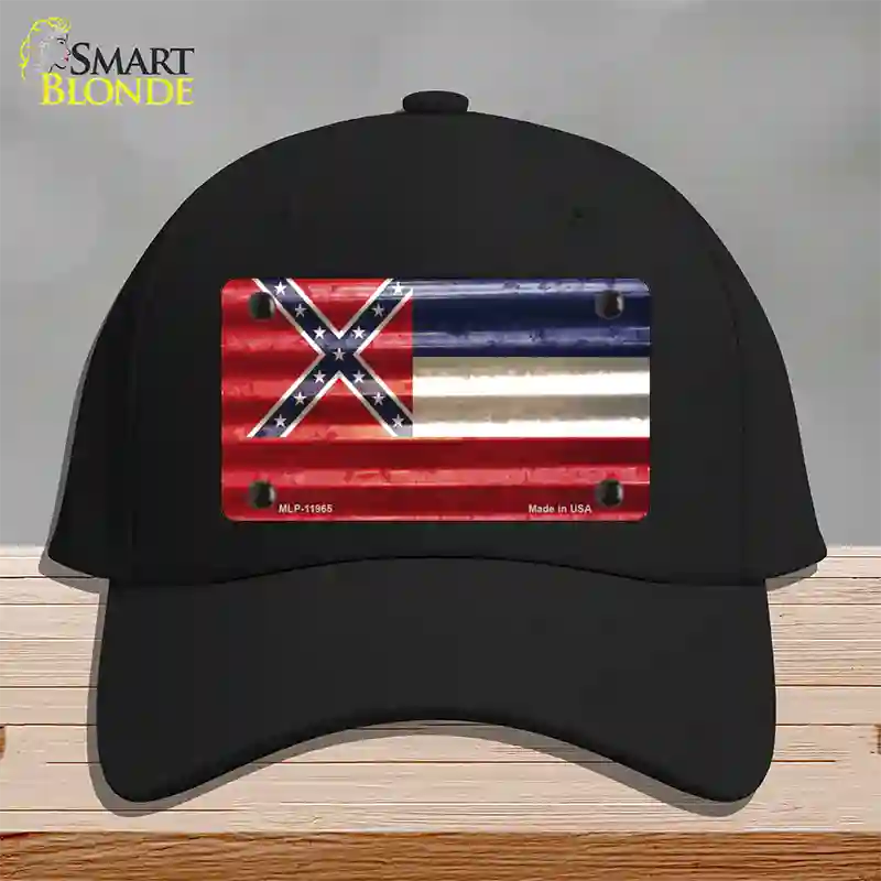 Mississippi Corrugated Flag Novelty License Plate Hat Cotton / Black