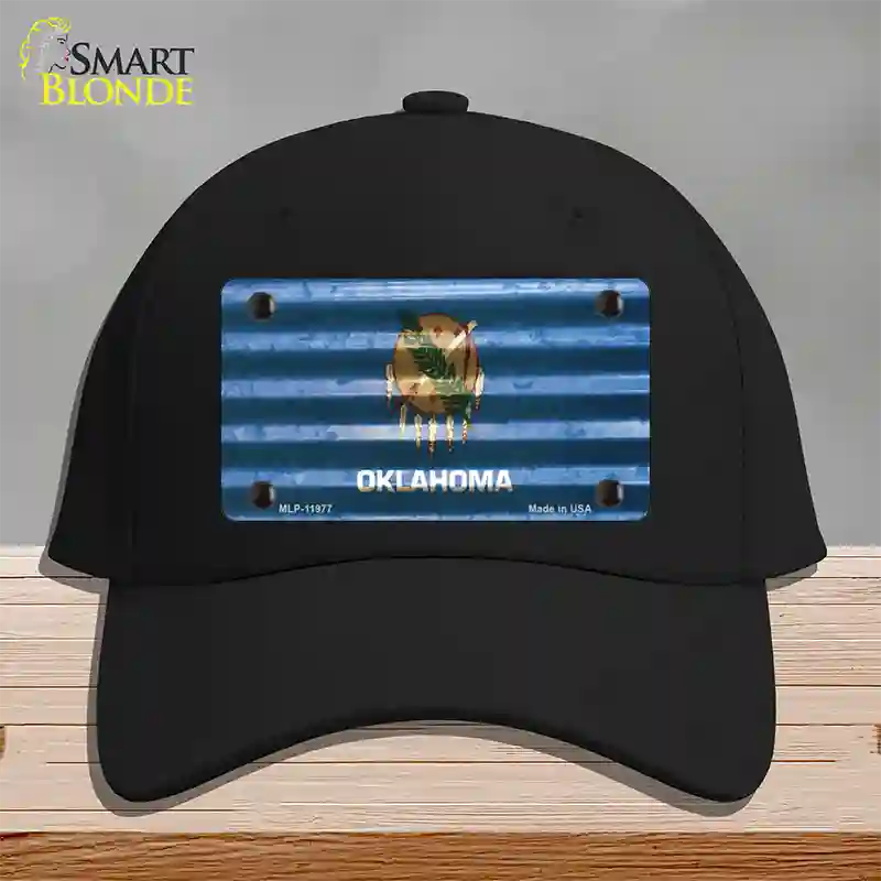 Oklahoma Corrugated Flag Novelty License Plate Hat Cotton / Black