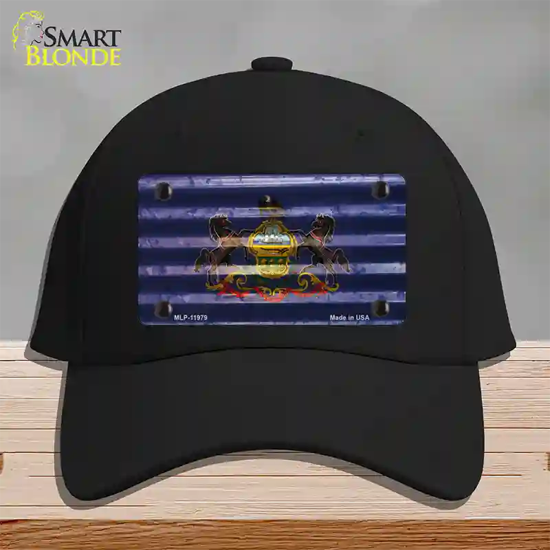 Pennsylvania Corrugated Flag Novelty License Plate Hat Cotton / Black