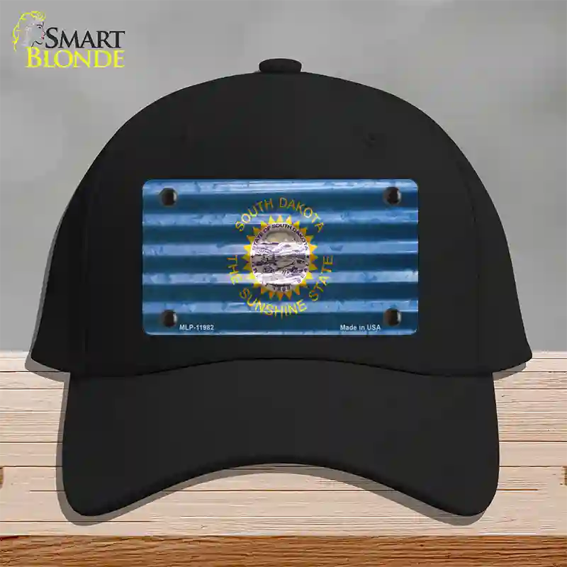 South Dakota Corrugated Flag Novelty License Plate Hat Cotton / Black