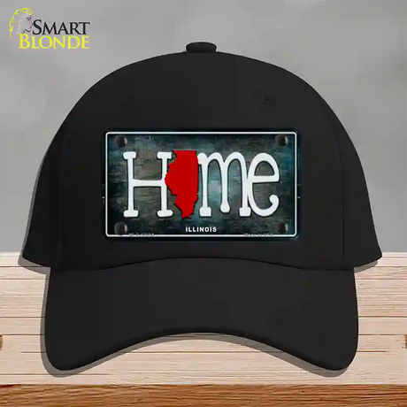 Illinois Home State Outline Novelty License Plate Hat Cotton / Black