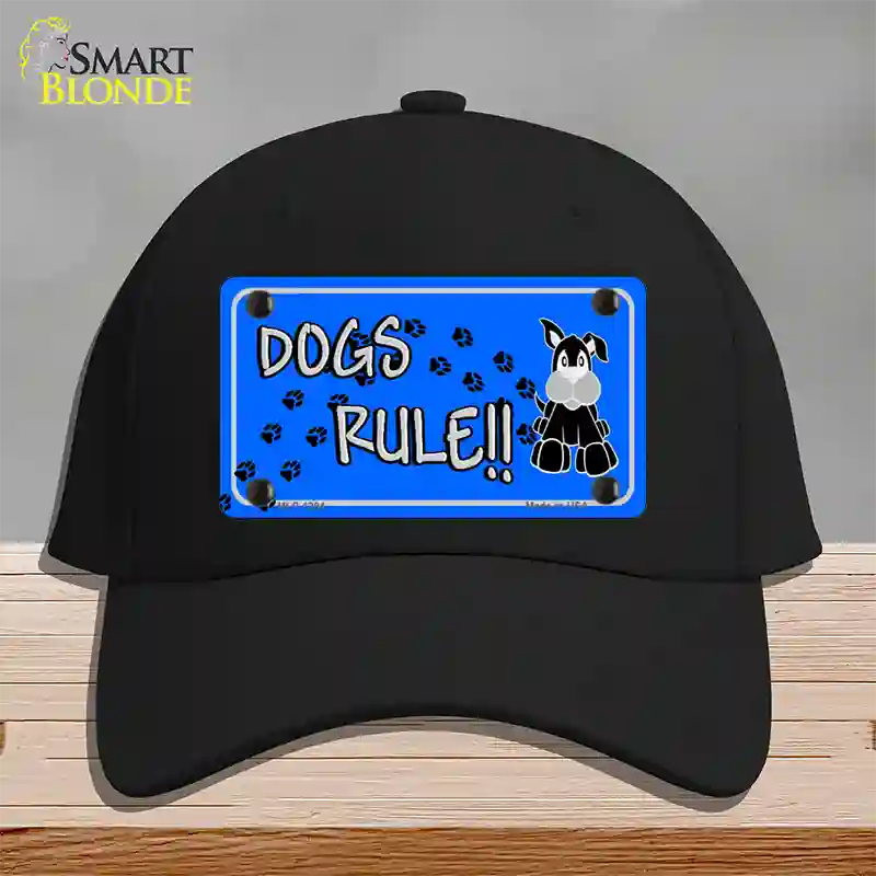 Dogs Rule Novelty License Plate Hat Tag Cotton / Black