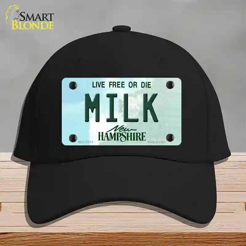 Milk New Hampshire State Novelty License Plate Hat Cotton / Black