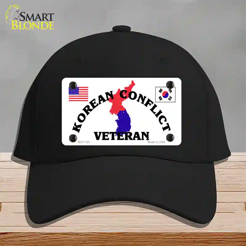 Korean Conflict Veteran Novelty License Plate Hat Cotton / Black