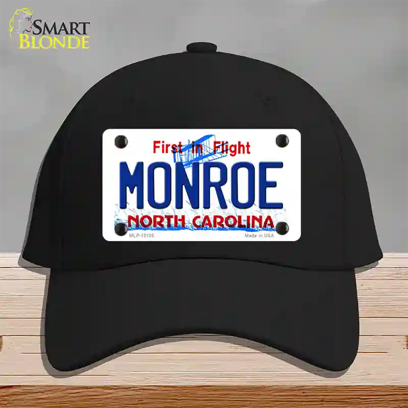 Monroe North Carolina State Novelty License Plate Hat Cotton / Black