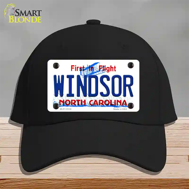 Windsor North Carolina State Novelty License Plate Hat Cotton / Black