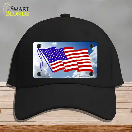 American Flag Cloud Novelty License Plate Hat Cotton / Black