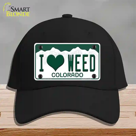 I Love Weed Colorado Novelty License Plate Hat Cotton / Black