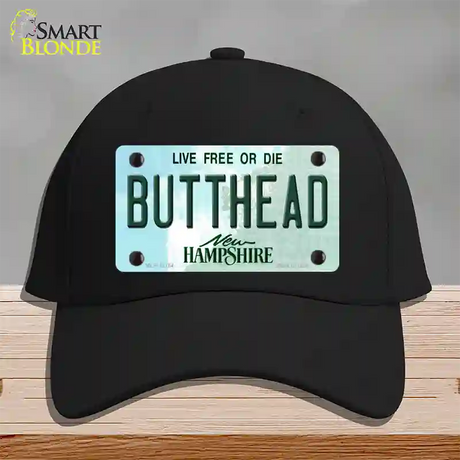 Butthead New Hampshire Novelty License Plate Hat Cotton / Black