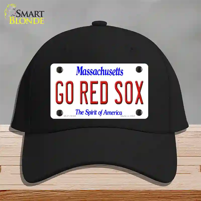 Go Red Sox Massachusetts Novelty License Plate Hat Cotton / Black