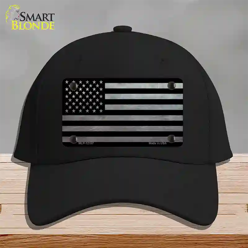 American Flag Black and Gray Novelty License Plate Hat Cotton / Black