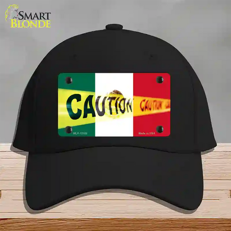 Caution Mexico Flag Novelty License Plate Hat Cotton / Black