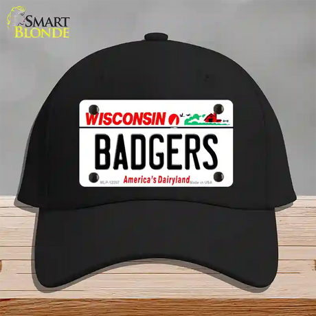 Badgers Wisconsin Novelty License Plate Hat Cotton / Black