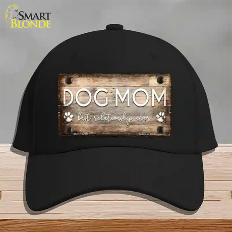 Dog Mom Novelty License Plate Hat Cotton / Black