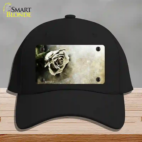 Black and White Rose Novelty License Plate Hat Cotton / Black