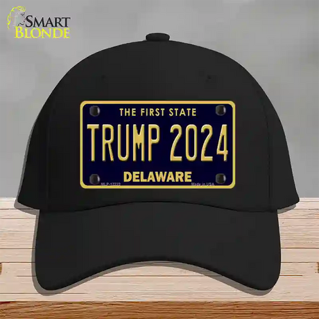 Trump 2024 Delaware Novelty License Plate Hat Cotton / Black