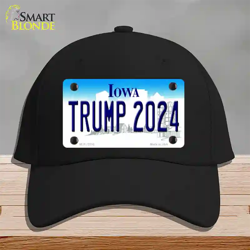 Trump 2024 Iowa Novelty License Plate Hat Cotton / Black