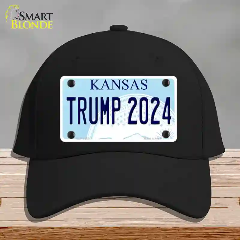 Trump 2024 Kansas Novelty License Plate Hat Cotton / Black