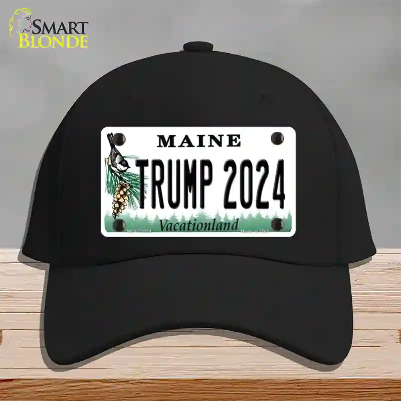 Trump 2024 Maine Novelty License Plate Hat Cotton / Black