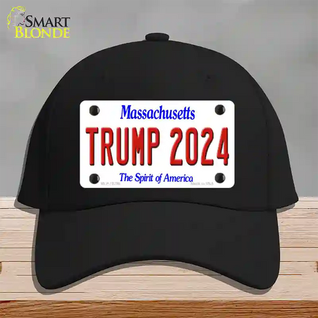 Trump 2024 Massachusetts Novelty License Plate Hat Cotton / Black