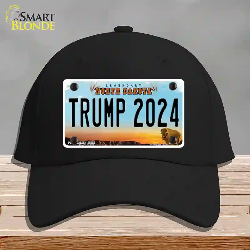 Trump 2024 North Dakota Novelty License Plate Hat Cotton / Black