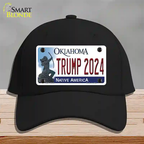 Trump 2024 Oklahoma Novelty License Plate Hat Cotton / Black