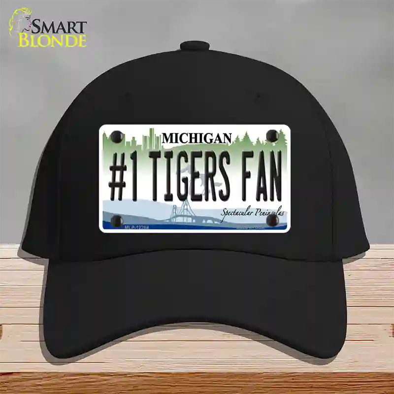 Number 1 Tigers Fan Michigan Novelty License Plate Hat Cotton / Black