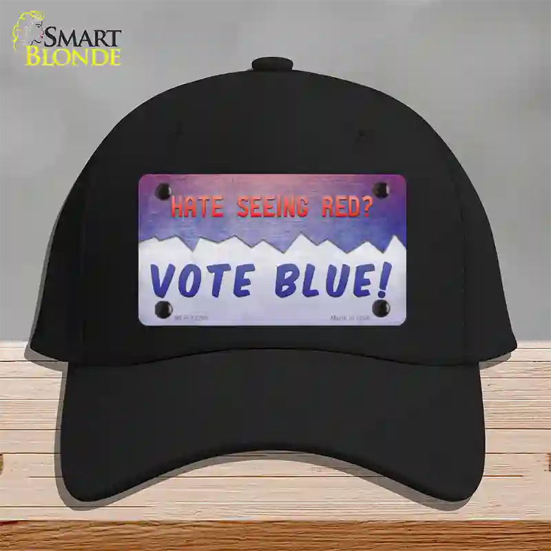 Hate Seeing Red Vote Blue Novelty License Plate Hat Cotton / Black