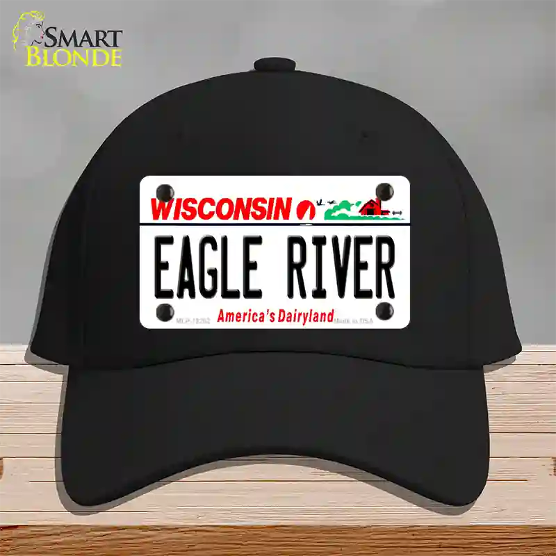 Wisconsin Eagle River Novelty License Plate Hat Cotton / Black