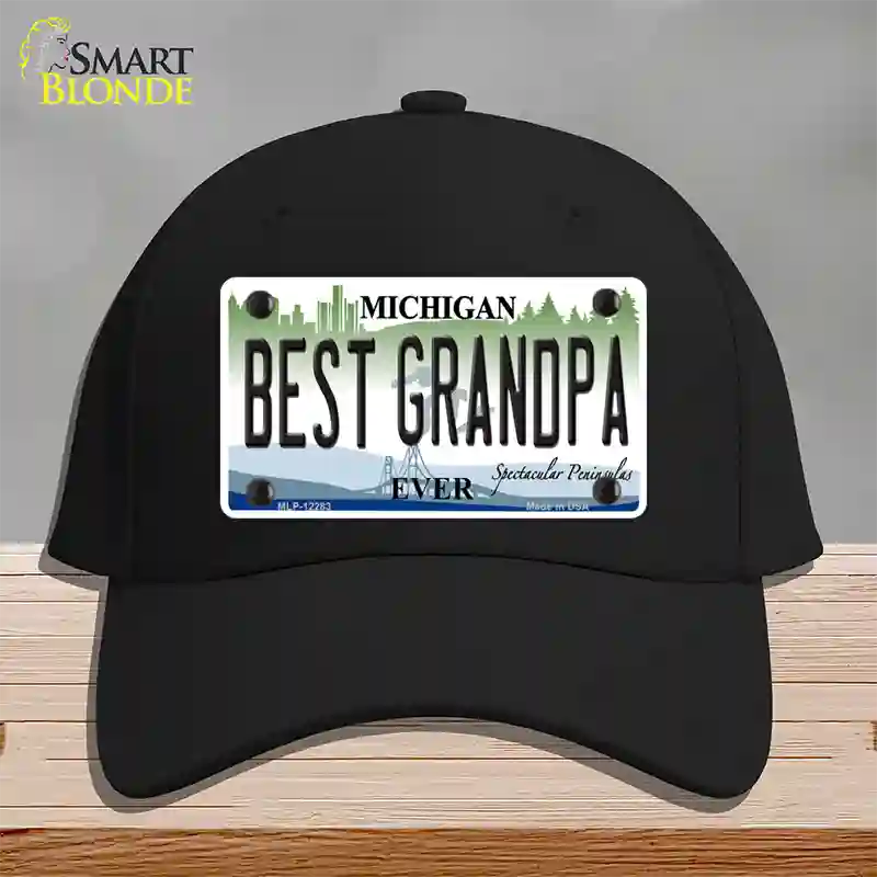 Michigan Best Grandpa Novelty License Plate Hat Cotton / Black