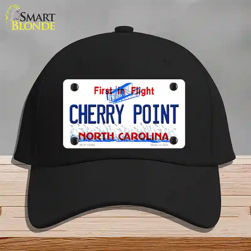 North Carolina Cherry Point Novelty License Plate Hat Cotton / Black