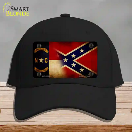 NC | Confederate Flag Novelty License Plate Hat Cotton / Black