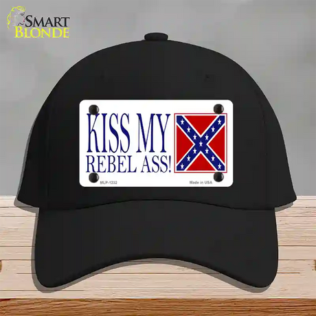 Kiss My Rebel Ass Novelty License Plate Hat Cotton / Black