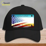 Arizona with American Flag Novelty License Plate Hat Black Cotton