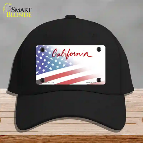 California Plate American Flag Novelty License Plate Hat Cotton / Black