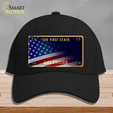 Delaware with American Flag Novelty License Plate Hat Cotton / Black